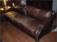 BERNHARDT Chestnut Brown  Leather Sofa 37 x 90 x