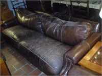 BERNHARDT Chestnut Brown Leather Sofa 37 x 90 x