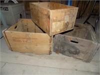 3 Old Wooden Boxes - 1 Needs Bottom