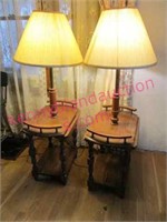 2 oak drop leaf floor lamps