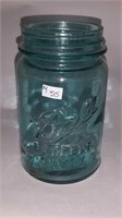 Antique blue depression "Glass Ball" Mason jar