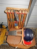 Picnic Basket With Baseballs, Braves Helmet,