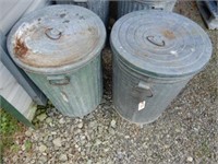 Galvanized Trash Can With Cover Times 2