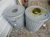 Galvanized Trash Can With Cover Times 2