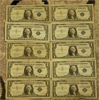 (10) U.S $1 Silver Certificates