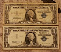 (2) Rare Star Notes: U.S $1 Silver Certificates
