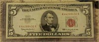 1963 Red Seal U.S $5 Note