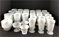 Assortment of White & Milk Glass Glassware