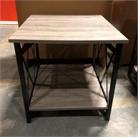 Contemporary Steel & Wood Grain Side Table