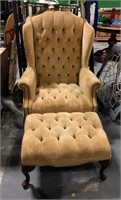 Queen Anne Style Tufted Wingback Chair