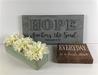 Pair of Wooden Signs & More