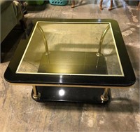 Glass Top Coffee Table with Black Lacquer Base
