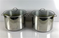 Pair of Tramontina Stainless Steel Stock Pots