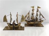 Two Sets of Metal Pirate Ship Bookends