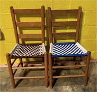 Pair of Oak Ladder Back Chairs