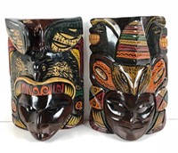 Pair of Carved Polynesian Masks