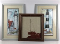 Three Framed Lighthouse & Ship Theme Prints
