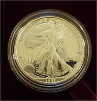 Rare 1993-P American Eagle Proof Silver Dollar