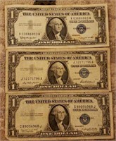 (3) U.S $1 Silver Certificates