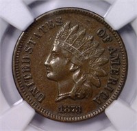 1873 Indian Cent Open 3  NGC AU55 BN