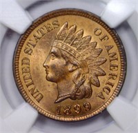 1885 Indian Cent NGC MS63 RB