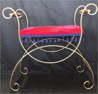 Brass Leg Vanity Stool w/Red Seat