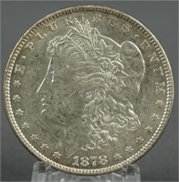 1878 Morgan 7 over 8 Tail Feather Silver Dollar