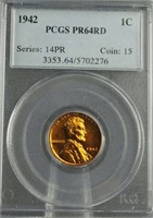 1942 Lincoln Proof Red Penny PCGS PR64RD Rare