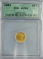 1851 Gold Liberty Head $1 Dollar ICG AU50