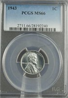 1943 Lincoln Steel Penny PCGS MS66