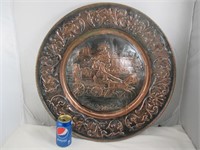 Plaque décorative en cuivre motif chevaux