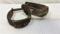 Antique Iron Leather Wrapped Stirrups