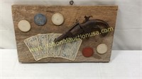 Gamblers Board With Antique Revolver