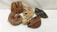 Collection Of Vintage Baseball Gloves