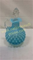 Fenton Blue Hobnail Pitcher 6in Tall