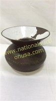 Antique Green Banded Cast Iron Spittoon