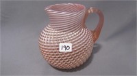 Small Pitcher 5.5' ribbed mold pattern swirlled to