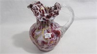 Water Pitcher, 8.25" high, maroon/white spatter