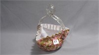 HAndled Basket 7" high overal pink/green spatter