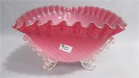 Fruit Bowl 8.5" Opal cased w/Ruby Glass