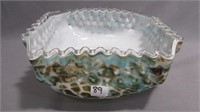 Bowl 8.5" wide square partial crimped edge and