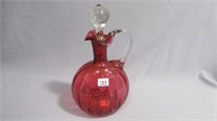 Decanter, 8" high oval panel shape deep ruby color