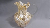 Pitcher 8.75" high apricot and opal spatter