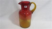 Pitcher 10" cased ruby/amber in a tall shape jug