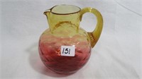 Juice Pitcher 5' High ruby cased on amber at base
