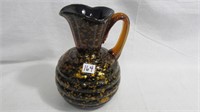 Pitcher 8.5" High Blue Plated with Amber glass
