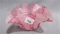 Finger bowl 5.5" diameter 2.75" high pink/white