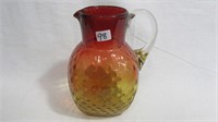 Water Pitcher 7.5" high, ruby cased on amber with