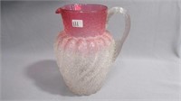 Water Pitcher 8.87" high. Rubina Coloring on wide