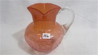 Pitcher 6" high flame orange opalescent paneled